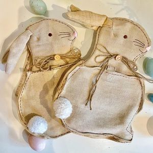 2 x Pottery Barn Kids Easter Bunny Rabbit Chair Back Backer Easter Treat Holder